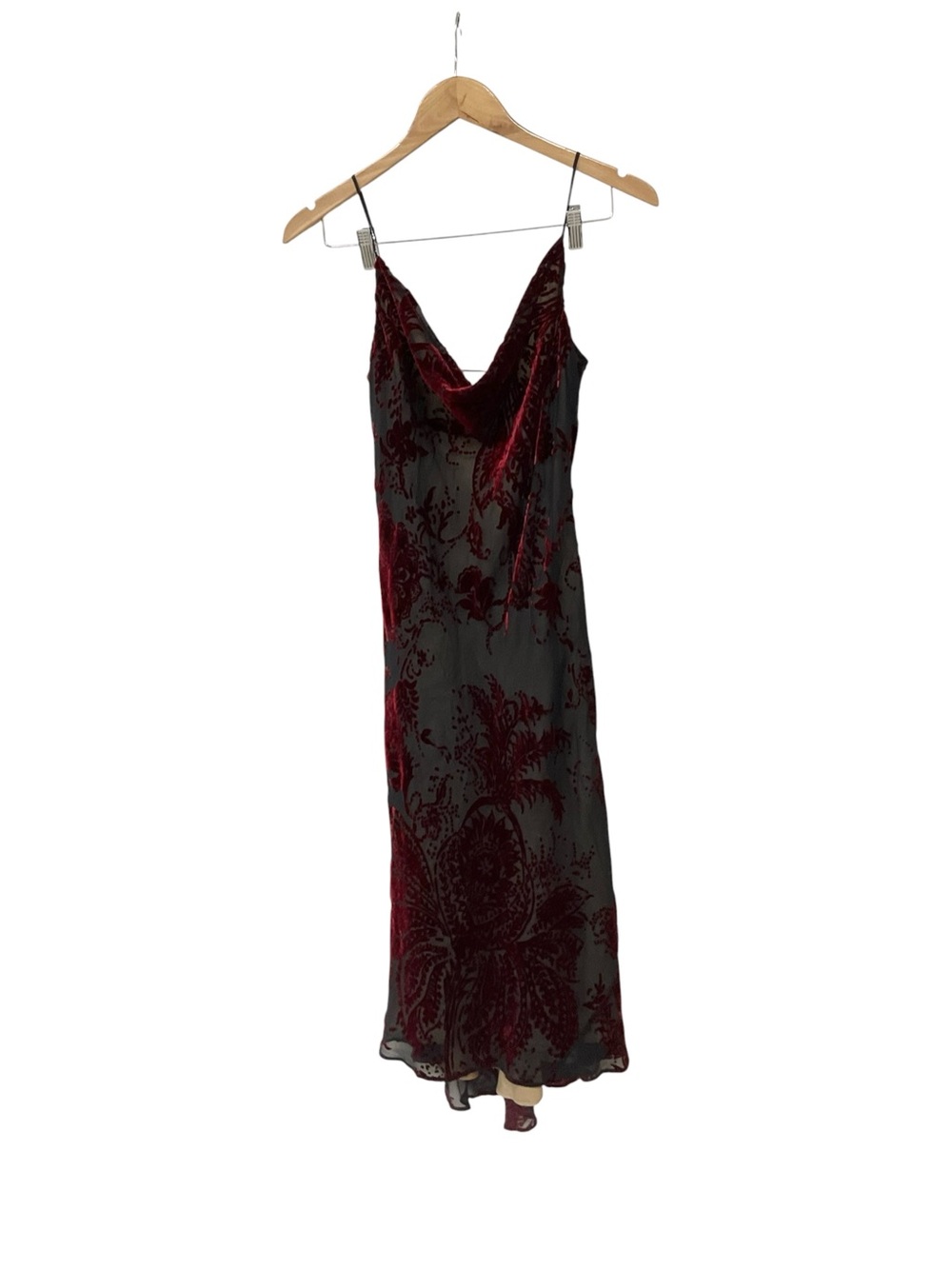 Vintage Y2K Laundry Velvet Burnout Silk Rayon Slip Dress 10